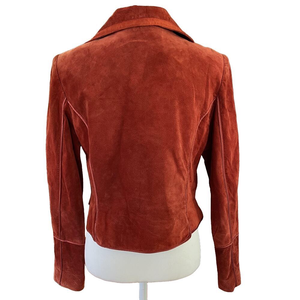 Di Vita Suede Moto Blazer Jacket Size 8 Burnt Orange - Picture 6 of 16
